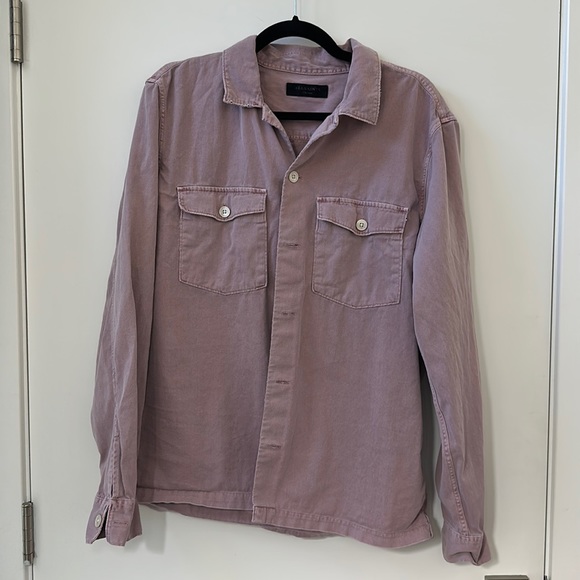 COPY - All Saints Spotter Long Sleeve Military Overshirt Purple - Picture 1 of 4